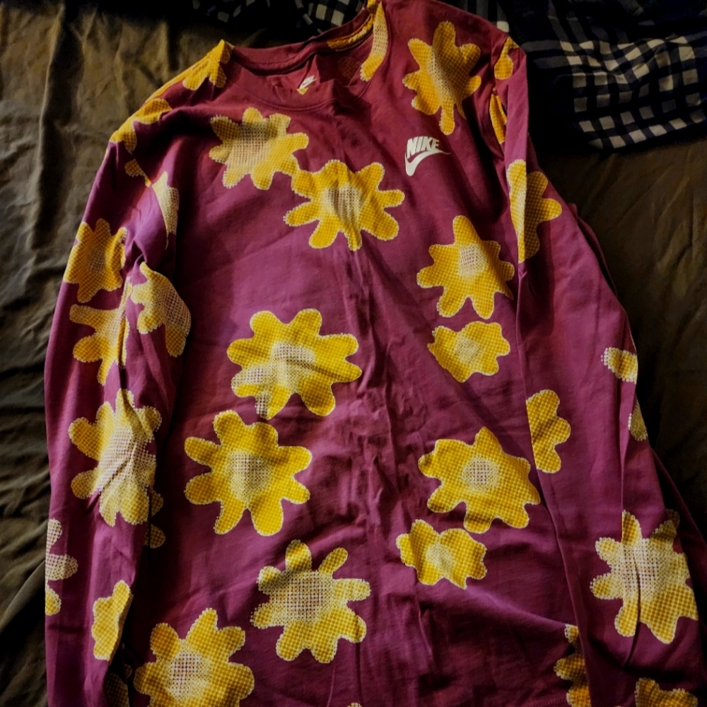 Nike Purple and Yellow Long Sleeve Tee